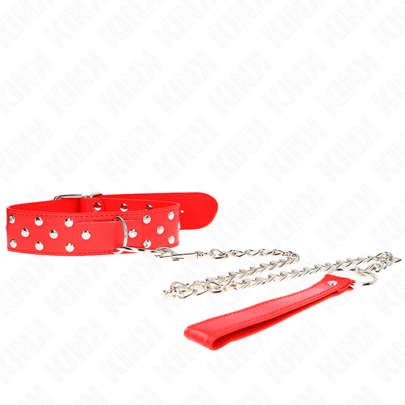 KINK - RING-NIETEN-ARMBANDKETTE MIT GÜRTEL 65 CM ROT VERSTELLBAR 36-50 CM X 3,8 CM