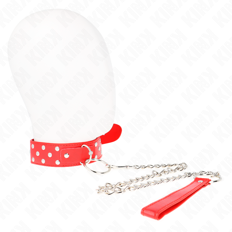 KINK - RING-NIETEN-ARMBANDKETTE MIT GÜRTEL 65 CM ROT VERSTELLBAR 36-50 CM X 3,8 CM