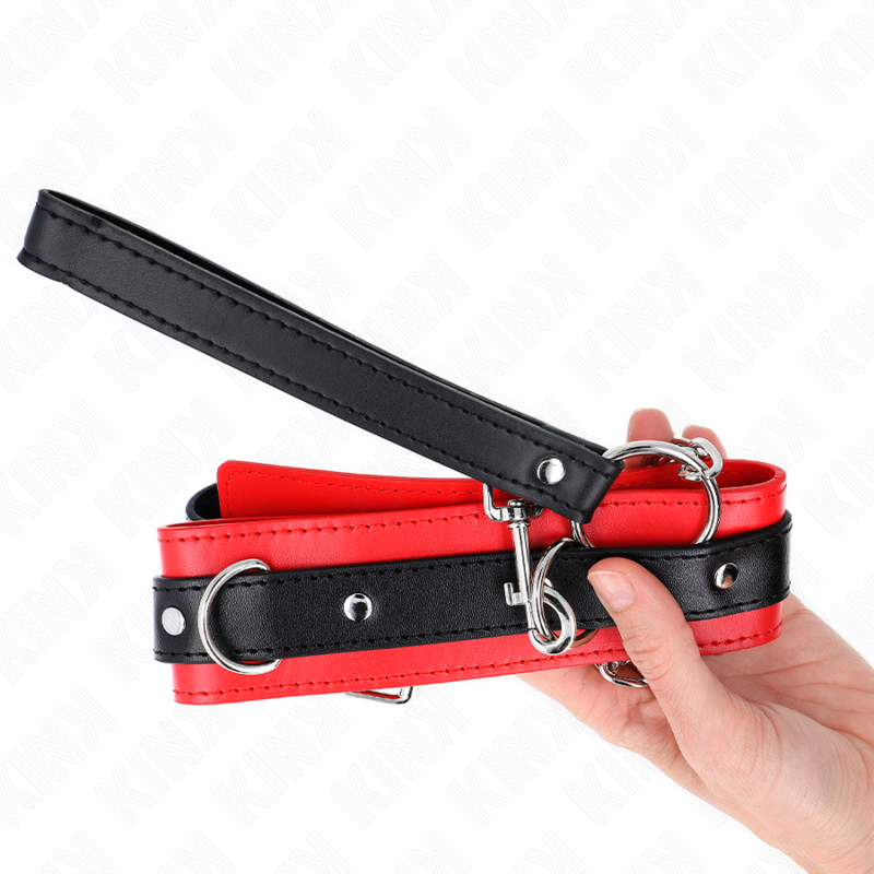 KINK - BASIC MODELL HALSBAND MIT LEINE 65 CM MODELL 3 ROT 53 X 5 CM