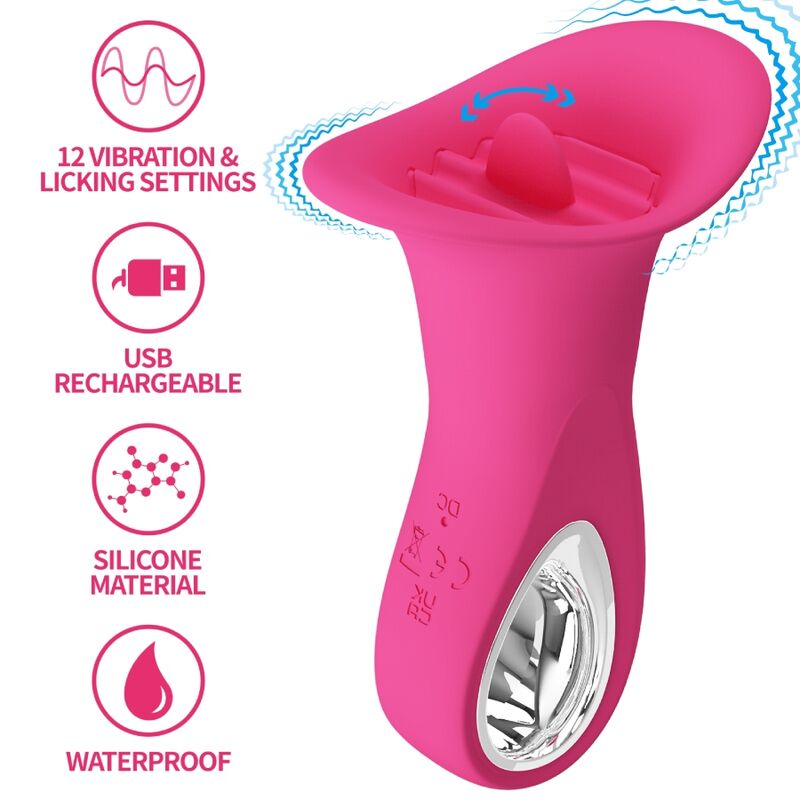 PRETTY LOVE - CLYDE ORAL Sensory Device VIBRIERENDE ZUNGE 12 VIBRATIONEN ROSA