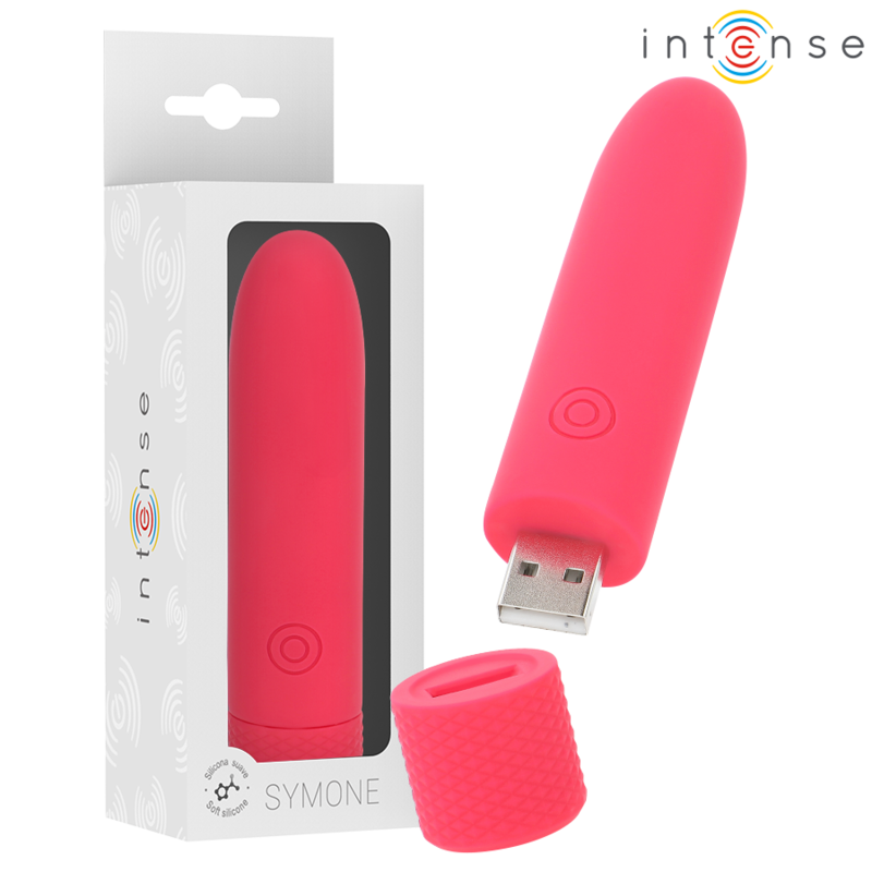 INTENSE - SYMONE USB WIEDERAUFLADBARER VIBRATIONSKUGEL 8 VIBRATIONEN ROT 10 X 2,2 CM