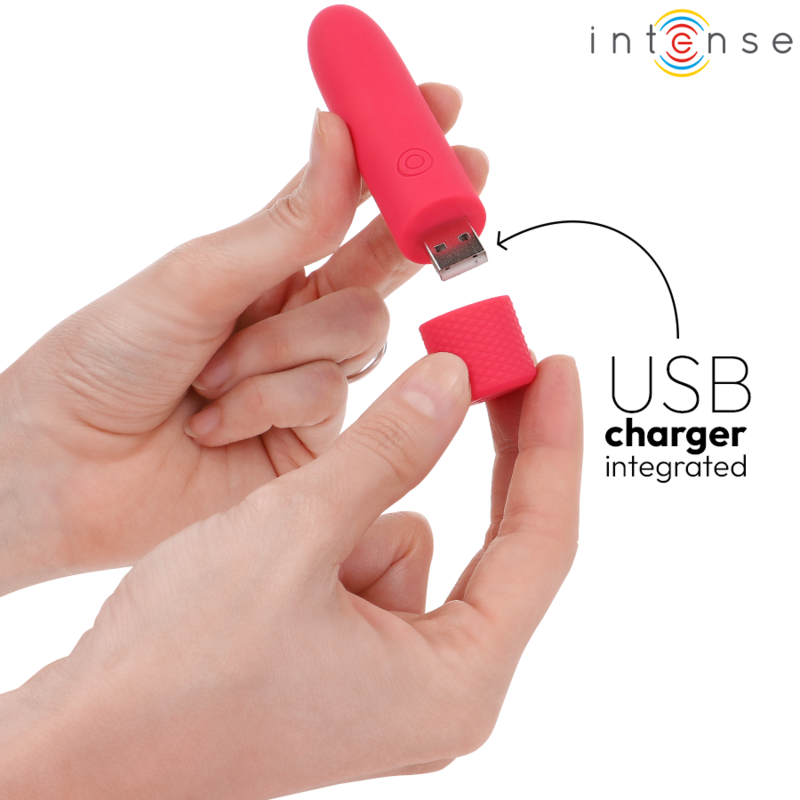 INTENSE - SYMONE USB WIEDERAUFLADBARER VIBRATIONSKUGEL 8 VIBRATIONEN ROT 10 X 2,2 CM