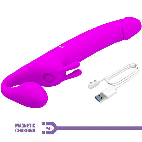 PRETTY LOVE - ZANINI TRÄGERLOSER STRAP-ON 10 VIBRATIONS VIOLETT