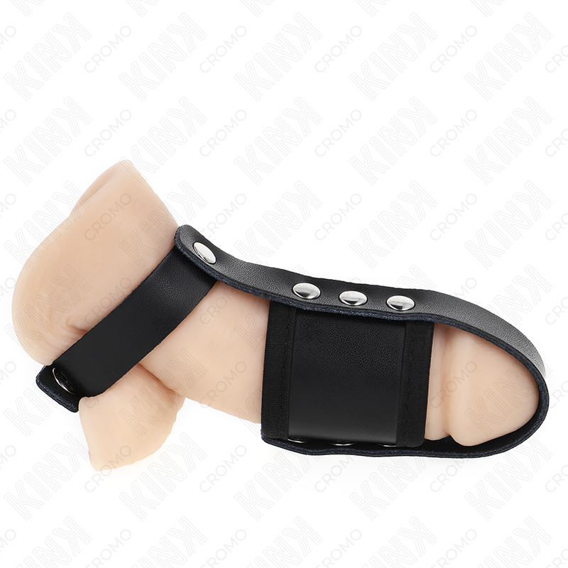KINK – HODENKÄFIG-RING AUS LEDER MIT VERSTELLBAREM, BESCHICHTETEM BÄLLE-TEILER-RIEMEN