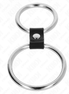 KINK - DOUBLE METAL PENIS RING 3.7 CM TO 5 CM CONNECTED BY LEATHER STRAP MODEL 1
