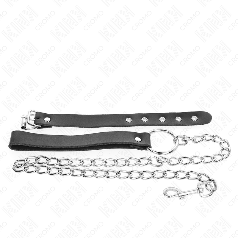KINK – PENISRING AUS LEDER MIT RIEMEN 21,5 X 2 CM UND METALLKETTE 60 CM