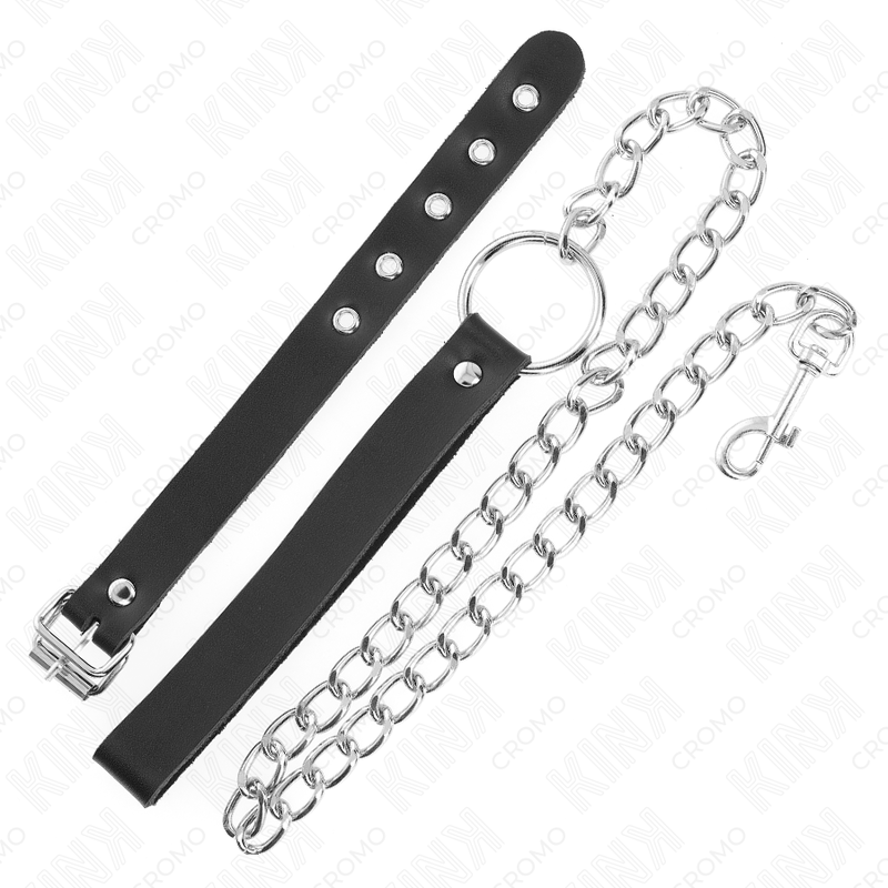 KINK – PENISRING AUS LEDER MIT RIEMEN 21,5 X 2 CM UND METALLKETTE 60 CM