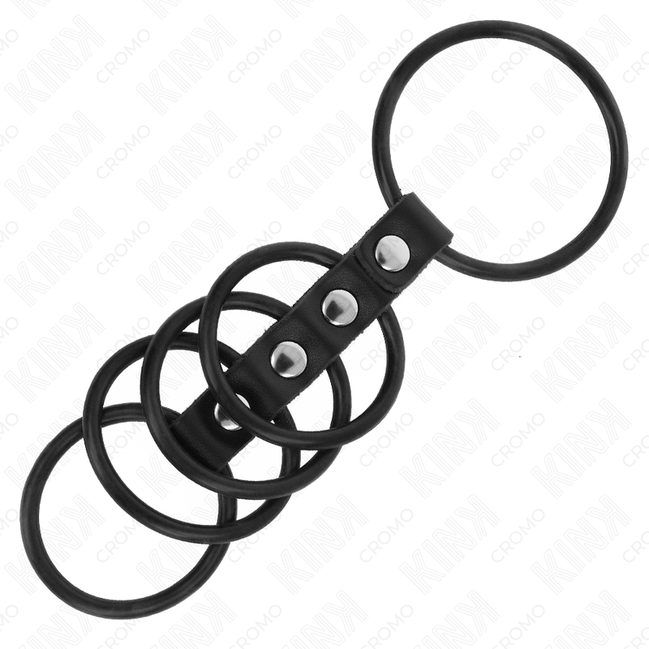 KINK - 5 SILIKON-PENISRINGE 3.8 CM BIS 4.8 CM MIT LEDER VERBUNDEN
