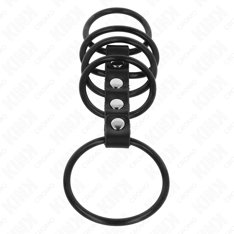 KINK - 5 SILIKON-PENISRINGE 3.8 CM BIS 4.8 CM MIT LEDER VERBUNDEN