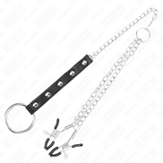 KINK - METALL-PENISRING MIT KETTE UND VERSTELLBAREN NIPPELKLEMMEN