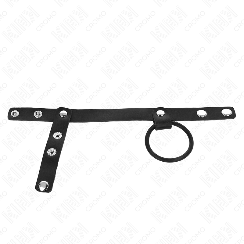 KINK - SILIKON PENISRING 3,8 CM MIT HODENTEILER UND LEDERBAND 22 X 1,5 CM