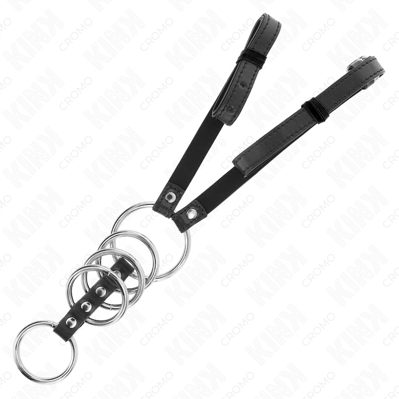 KINK – 5 PENISRINGE 3,8 CM BIS 5 CM METALL MIT LEDERGÜRTEL 112 CM
