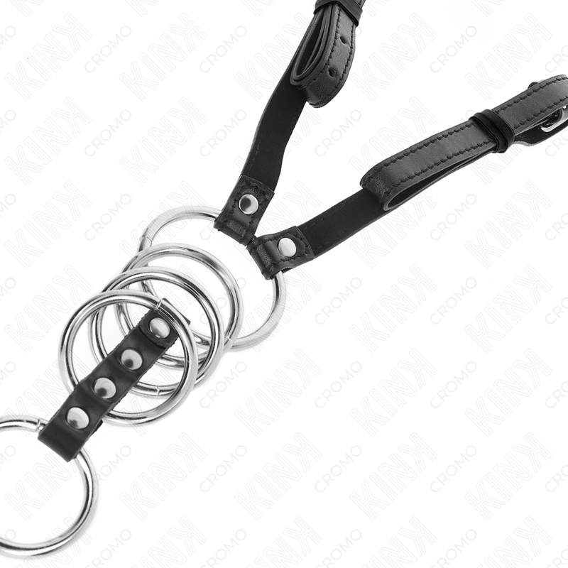 KINK – 5 PENISRINGE 3,8 CM BIS 5 CM METALL MIT LEDERGÜRTEL 112 CM