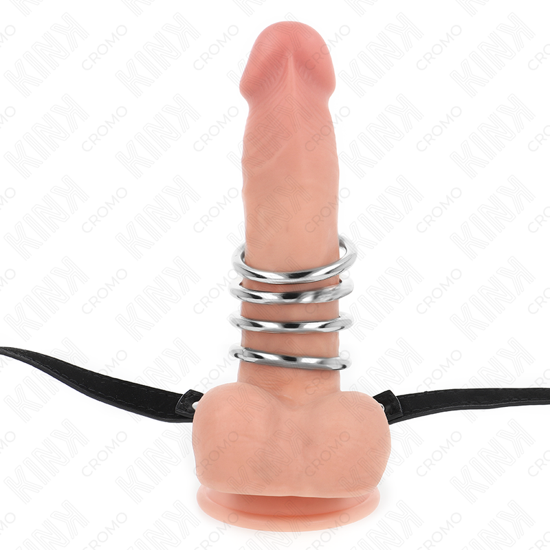 KINK – 5 PENISRINGE 3,8 CM BIS 5 CM METALL MIT LEDERGÜRTEL 112 CM