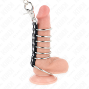 KINK - 7 METALL-PENISRINGE 3.8 CM BIS 5 CM VERBUNDEN MIT LEDER- UND METALLKETTE 100 CM