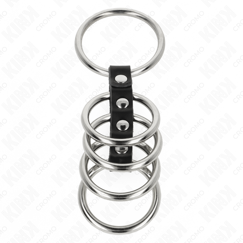 KINK - 5 PENISRINGE 3,7 CM BIS 5 CM METALL MIT LEDER VERBUNDEN