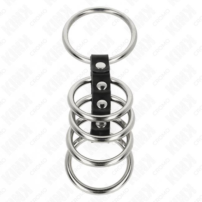 KINK - 5 PENISRINGE 3,7 CM BIS 5 CM METALL MIT LEDER VERBUNDEN