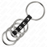 KINK - 5 PENISRINGE 3,7 CM BIS 5 CM METALL MIT LEDER VERBUNDEN