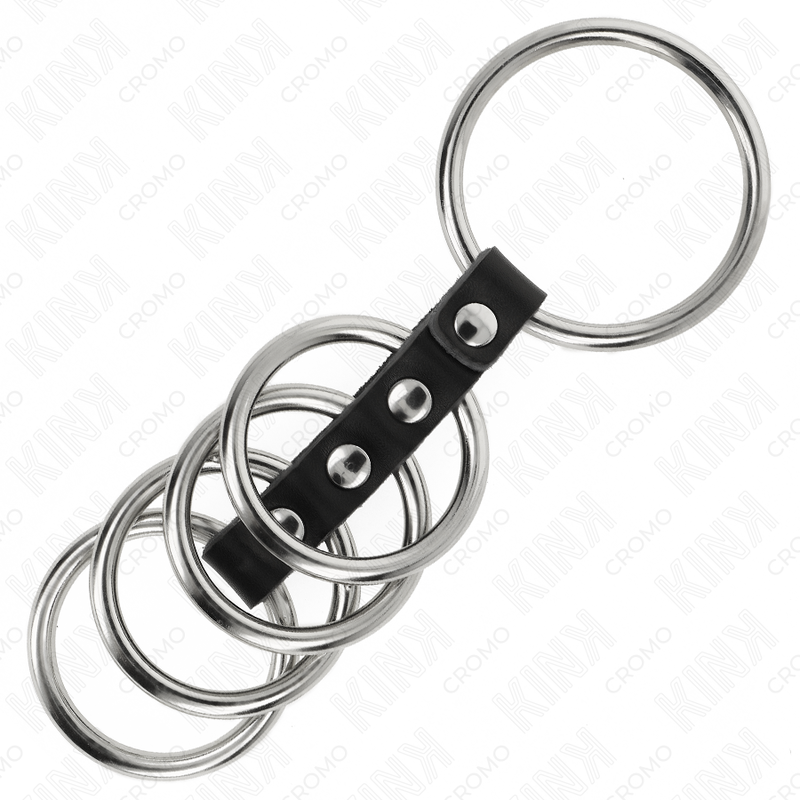 KINK - 5 PENISRINGE 3,7 CM BIS 5 CM METALL MIT LEDER VERBUNDEN
