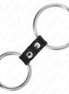 KINK - DOPPELTER METALL-PENISRING 3,7 CM BIS 5 CM MIT LEDERRIEMEN VERBUNDEN MODELL 2