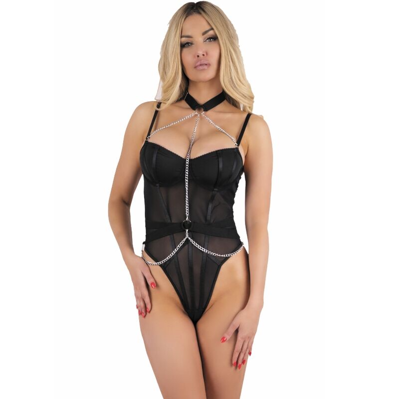 LIVCO CORSETTI FASHION - RUBIKA LC XG079 BODY MIT CHOKER SCHWARZ S