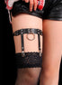 SUBBLIME - 953744 ADJUSTABLE LEATHER PUNK GARTER BLACK ONE SIZE
