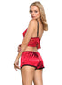 SUBBLIME - 953904 NACHTKLÄNNCHEN AUS SEIDE UND SPITZE + HÖSCHEN ROT L/XL