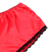 SUBBLIME - 953904 NACHTKLÄNNCHEN AUS SEIDE UND SPITZE + HÖSCHEN ROT L/XL