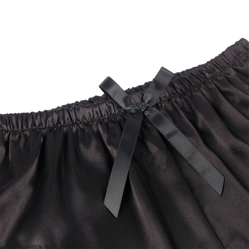 SUBBLIME - 953942 CASUAL SEIDENNACHTHEMD + SPITZENHOSE SCHWARZ L/XL