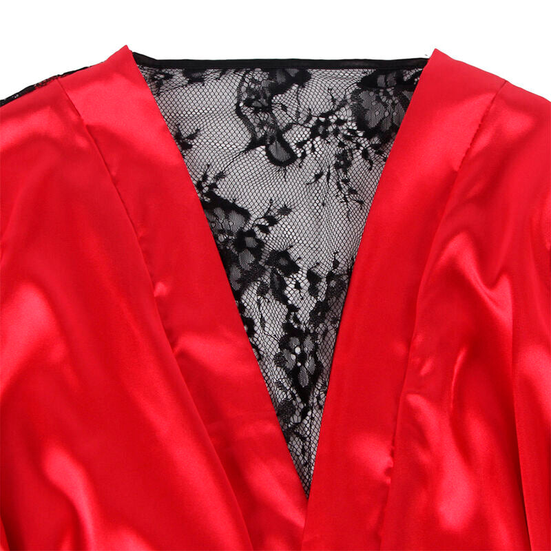 SUBBLIME - 954017 SPITZEN-CAMISOLE MIT TRANSPARENTEM RÜCKEN + STRAPSE ROT/SCHWARZ S/M
