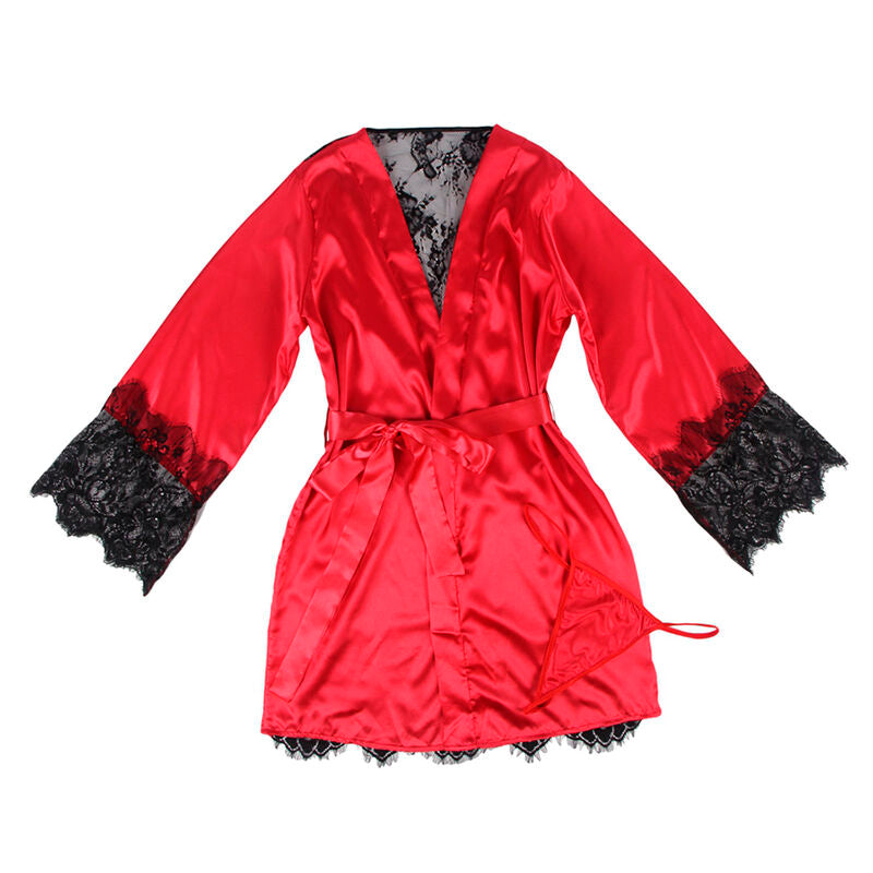 SUBBLIME - 954017 SPITZEN-CAMISOLE MIT TRANSPARENTEM RÜCKEN + STRAPSE ROT/SCHWARZ S/M