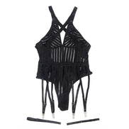 SUBBLIME - 954147 BODY MIT STRUMPFHALTER SCHWARZ S/M