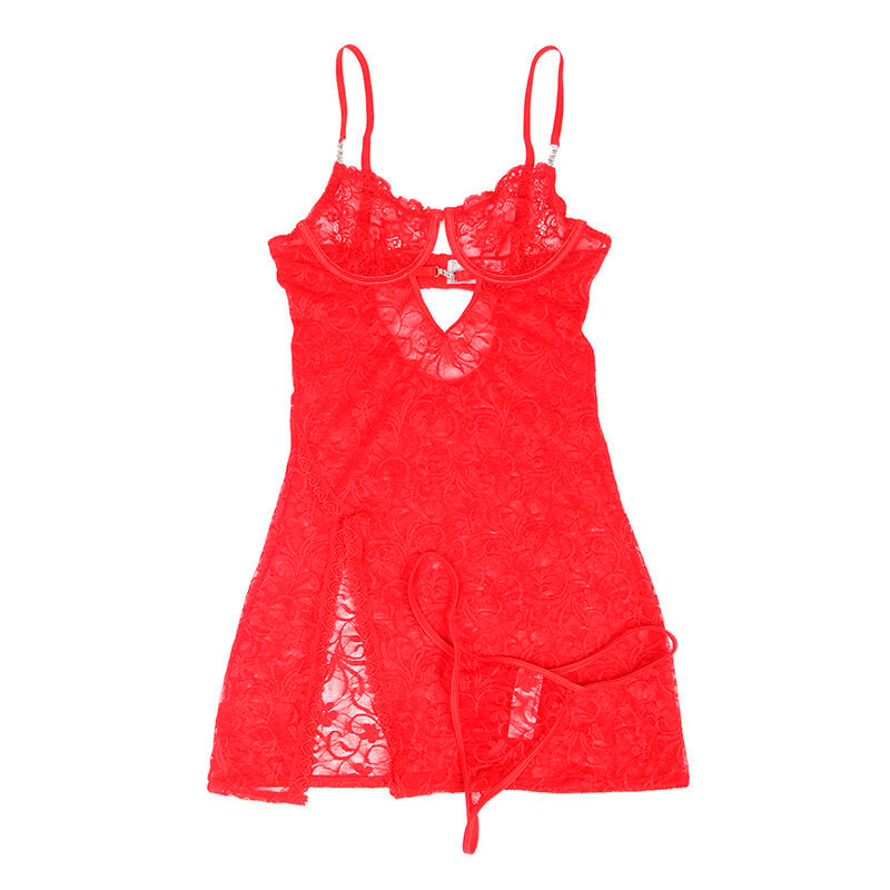 SUBBLIME - 954208 LACE-BABYDOLL MIT VERSTELLBAREN TRÄGERN ROT S/M