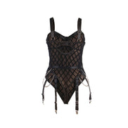 SUBBLIME - 954260 BODY MIT KETTEN + STRUMPFHALTER SCHWARZ S/M