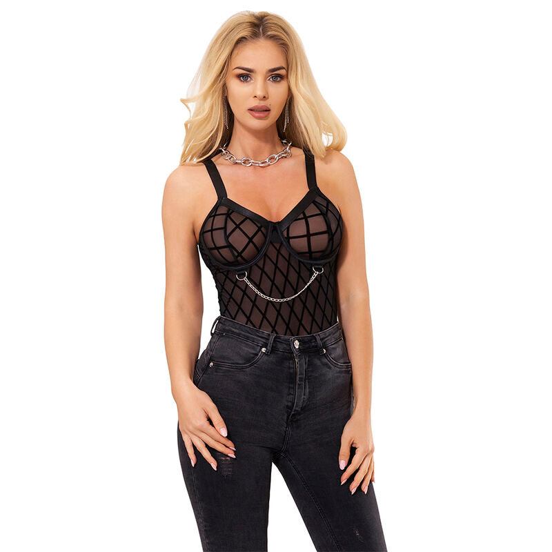 SUBBLIME - 9542277 BODY MIT KETTEN + STRUMPFHALTER SCHWARZ L/XL