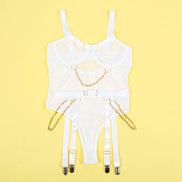 SUBBLIME - 954291 BODY WITH CHAINS + GARTER BELT WHITE L/XL