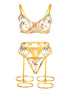 SUBBLIME - 954345 BH + TANGASLIP + STRUMPFHALTER BLUMENDESIGN GELB S/M