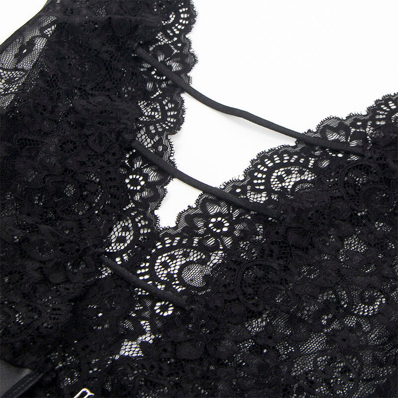 SUBBLIME - 954390 SEXY BODY MIT STRUMPFHALTER SCHWARZ L/XL