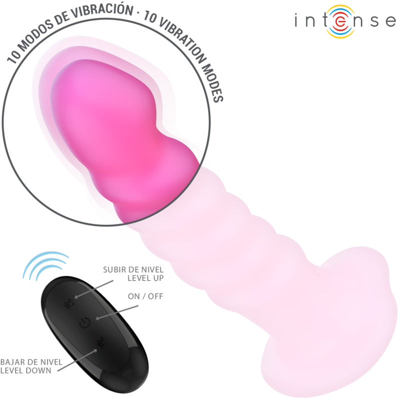 INTENSE - CINDY Sensory Device SIZE L SPIRAL DESIGN 10 VIBRATIONS PINK REMOTE CONTROL