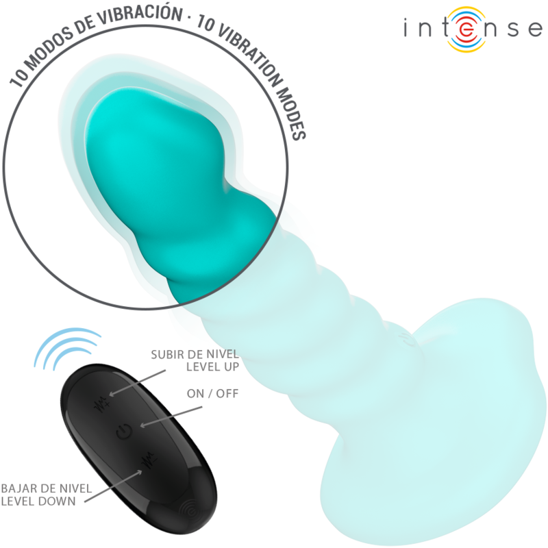 INTENSE - BUFFY Sensory Device SIZE S SPIRAL DESIGN 10 VIBRATIONS BLUE REMOTE CONTROL