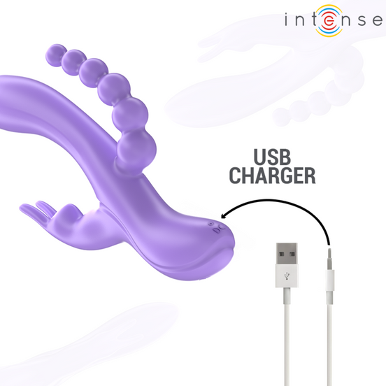 INTENSE - MIKO TRIPLE Sensory Device RABBIT & STIMULATOR & ANAL 7 VIBRATIONS PURPLE