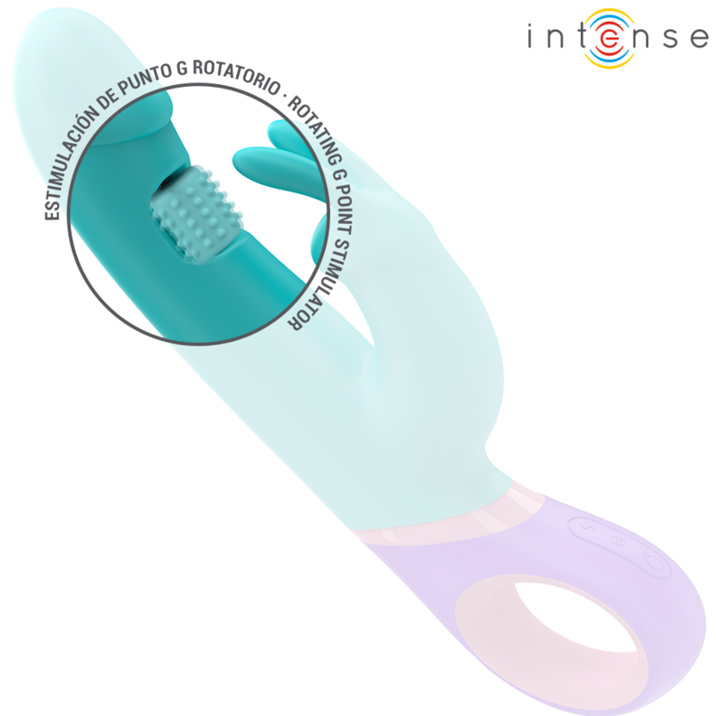INTENSE - MONICA RABBIT Sensory Device WITH ROTATING G-SPOT STIMULATOR BLUE