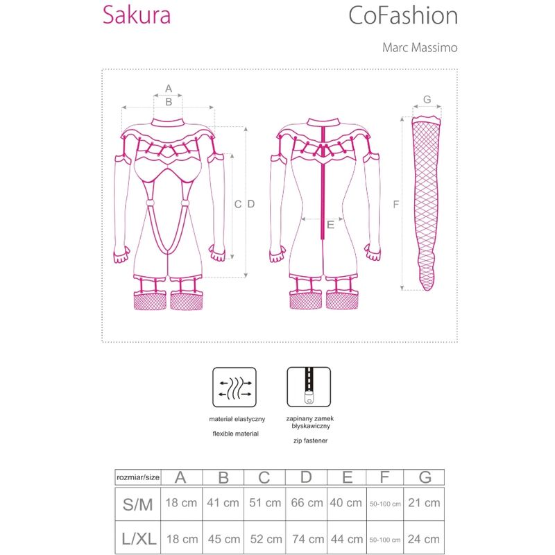LIVCO CORSETTI FASHION - SAKURA CF 90357 JUMPSUIT + LANGE HANDSCHUHE + STRUMPFHALTER SCHWARZ L/XL