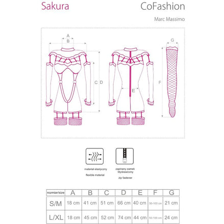LIVCO CORSETTI FASHION - SAKURA CF 90357 JUMPSUIT + LONG GLOVES + GARTER BELT BLACK L/XL