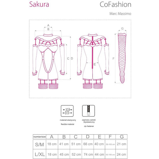 LIVCO CORSETTI FASHION - SAKURA CF 90357 JUMPSUIT + LANGE HANDSCHUHE + STRUMPFHALTER SCHWARZ L/XL