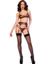 CHILIROSE - CR 4837 WILDCAT SET BRA + STOCKINGS + THONG LEOPARD M