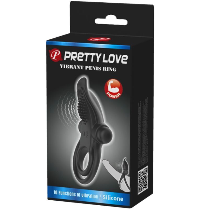 PRETTY LOVE - DOPPELVIBRATIONSCHLÜPFERING + KLITORISSTIMULATOR 10 VIBRATIONEN SCHWARZ