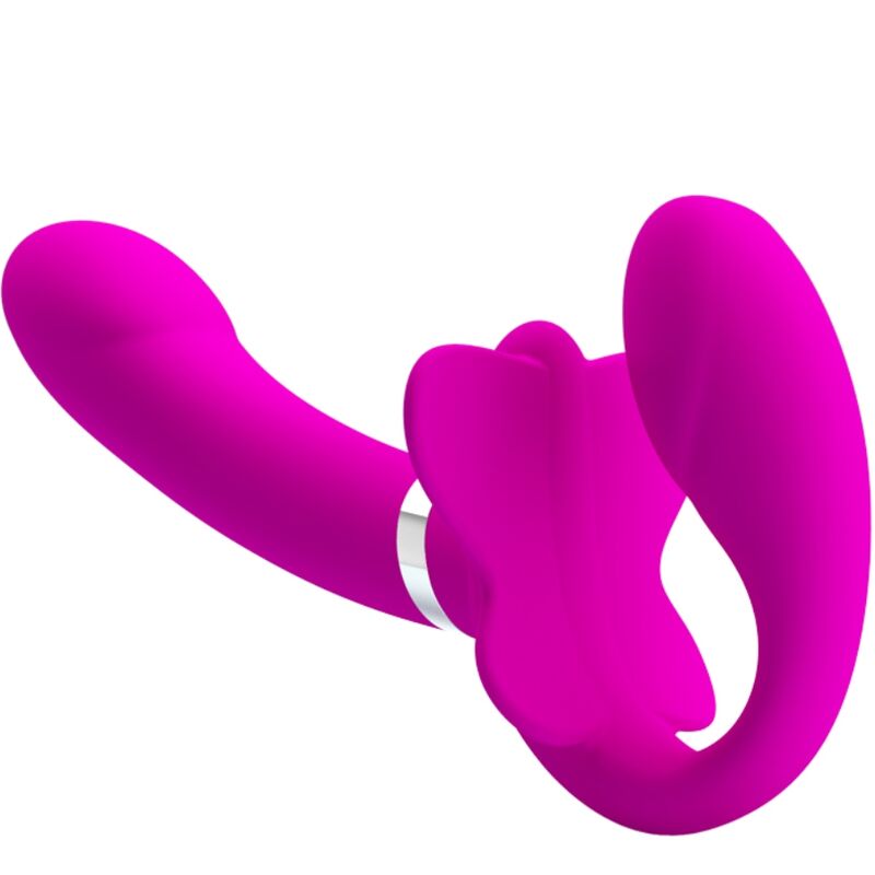 PRETTY LOVE - VALERIE DOUBLE STRAP-ON Sensory Device 12 VIBRATIONS PURPLE