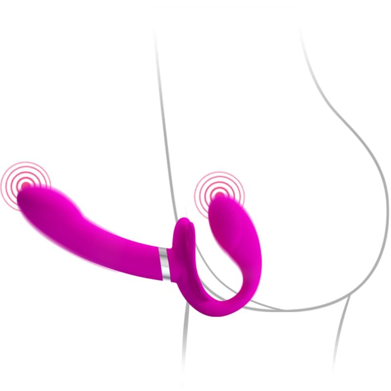 PRETTY LOVE - VALERIE DOUBLE STRAP-ON Sensory Device 12 VIBRATIONS PURPLE