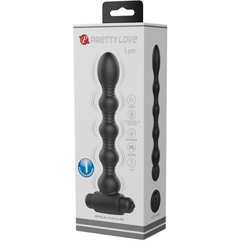 PRETTY LOVE - LYNN SILIKON ANALPLUG 10 VIBRATIONEN SCHWARZ